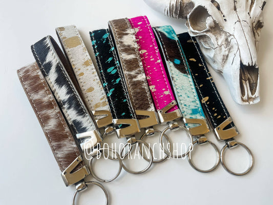 Western Hair On Cowhide Keychain