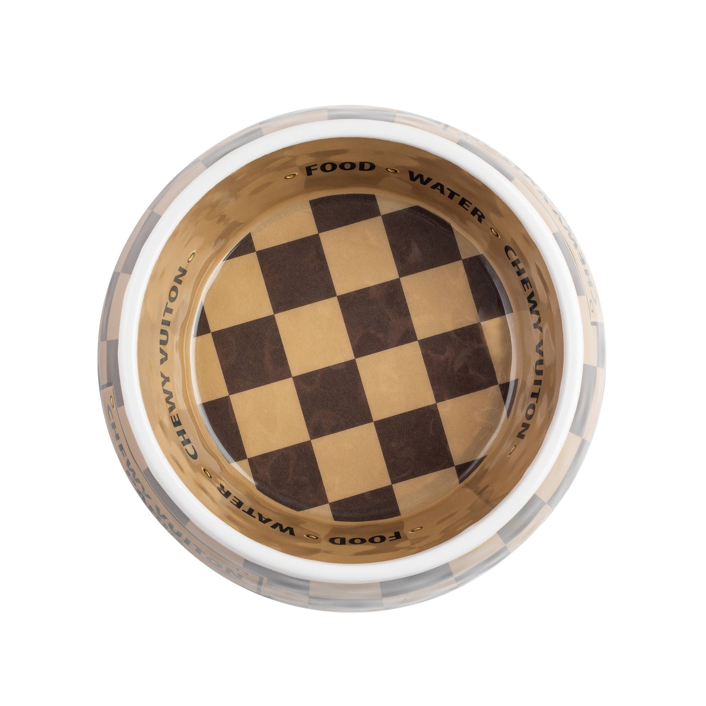 Tan Checker Chewy Vuiton Bowl