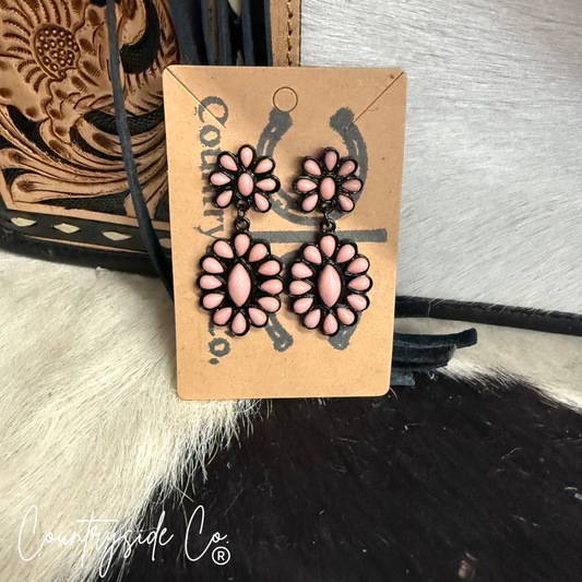 Pink Flower Dangle Earrings