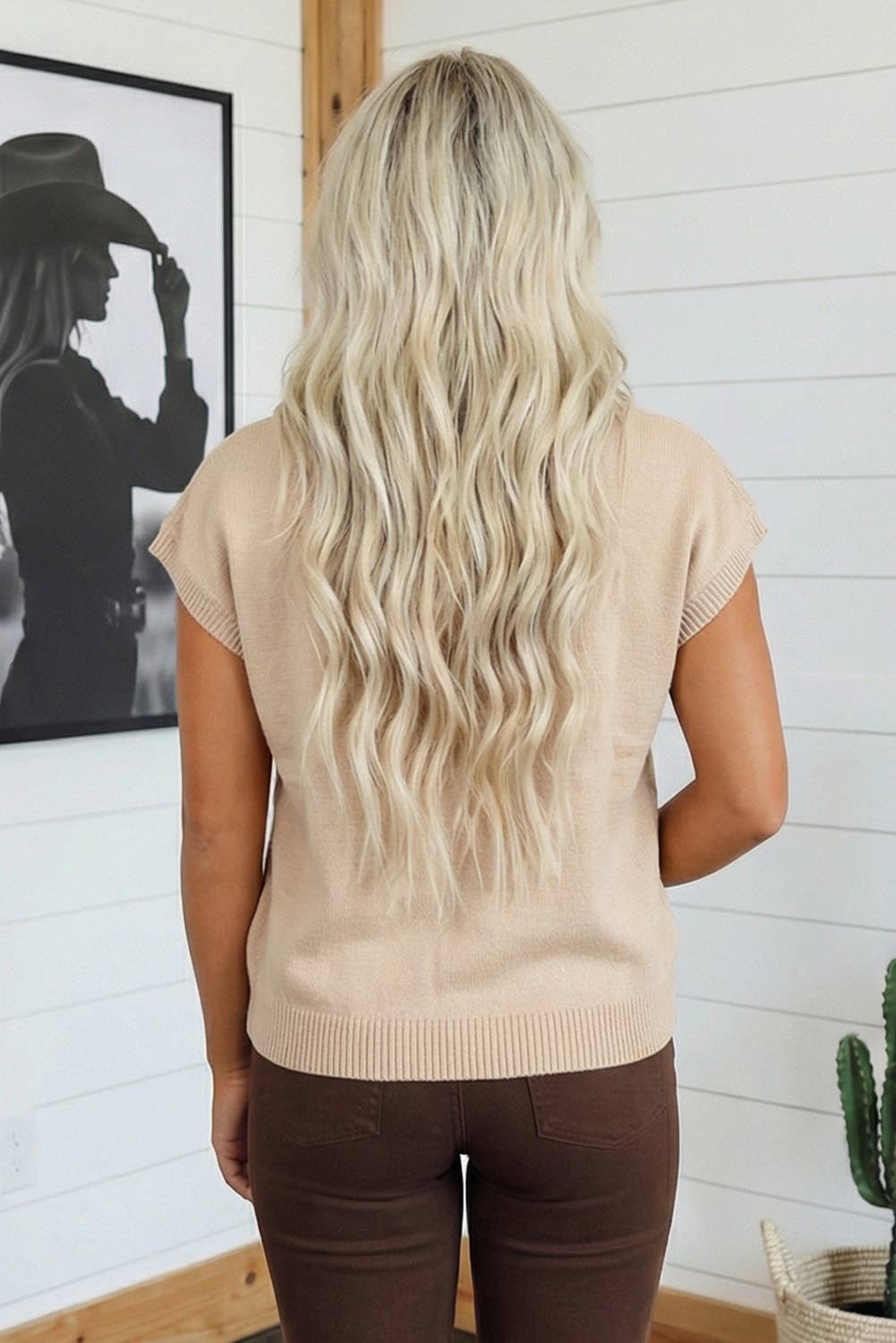 LAS Crochet Horseshoe Western Knit Sweater