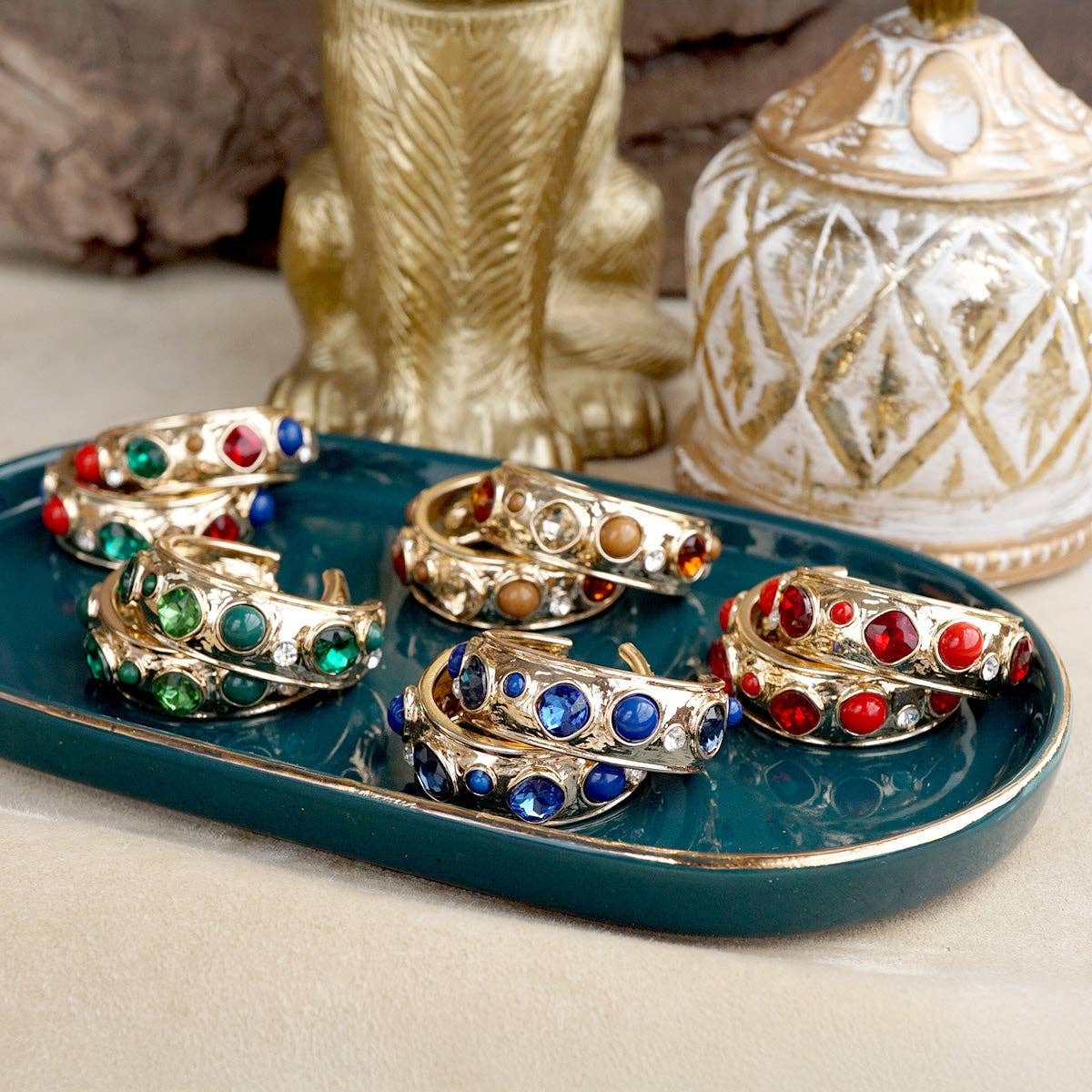 Celestial Glow – Jeweled Hoop Earrings