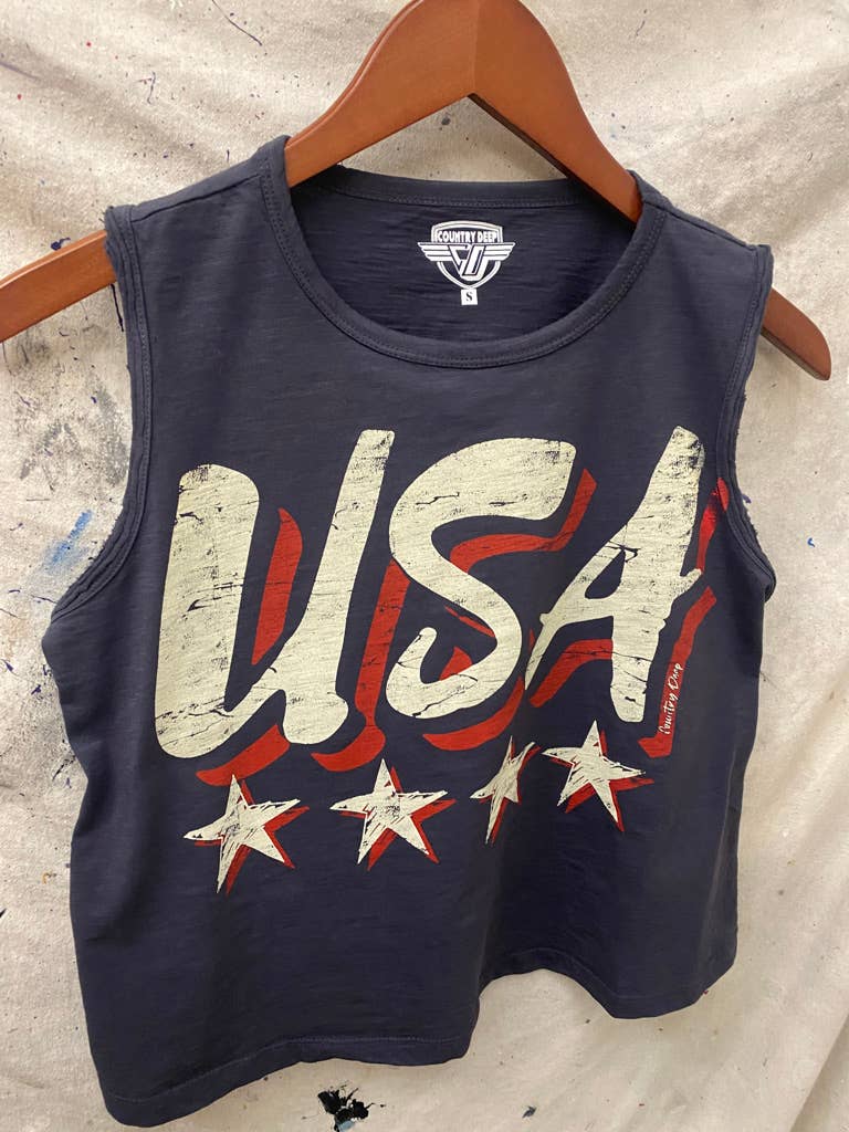 USA Vintage Muscle Crop Top