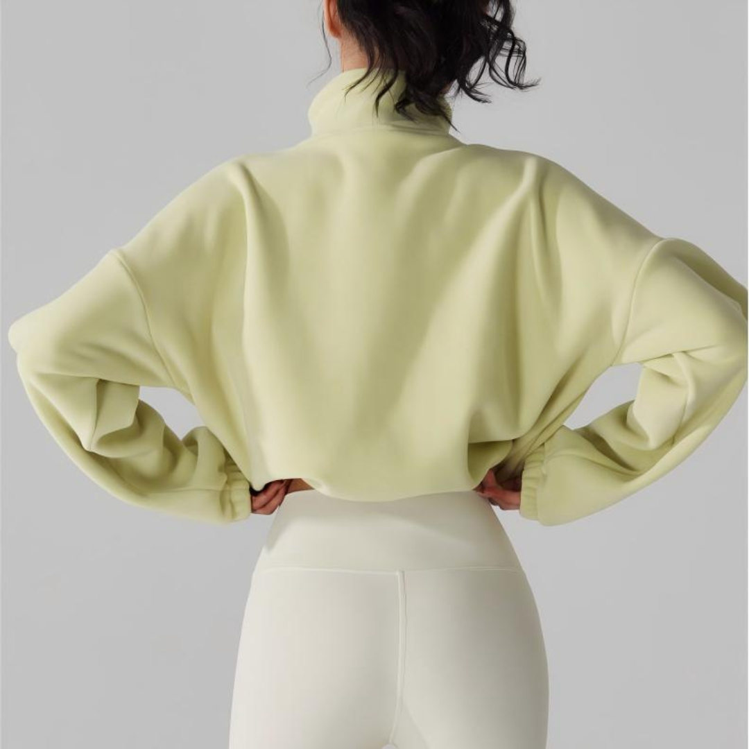 Women's Reversible Fleece Cropped Drawstring  Jacket