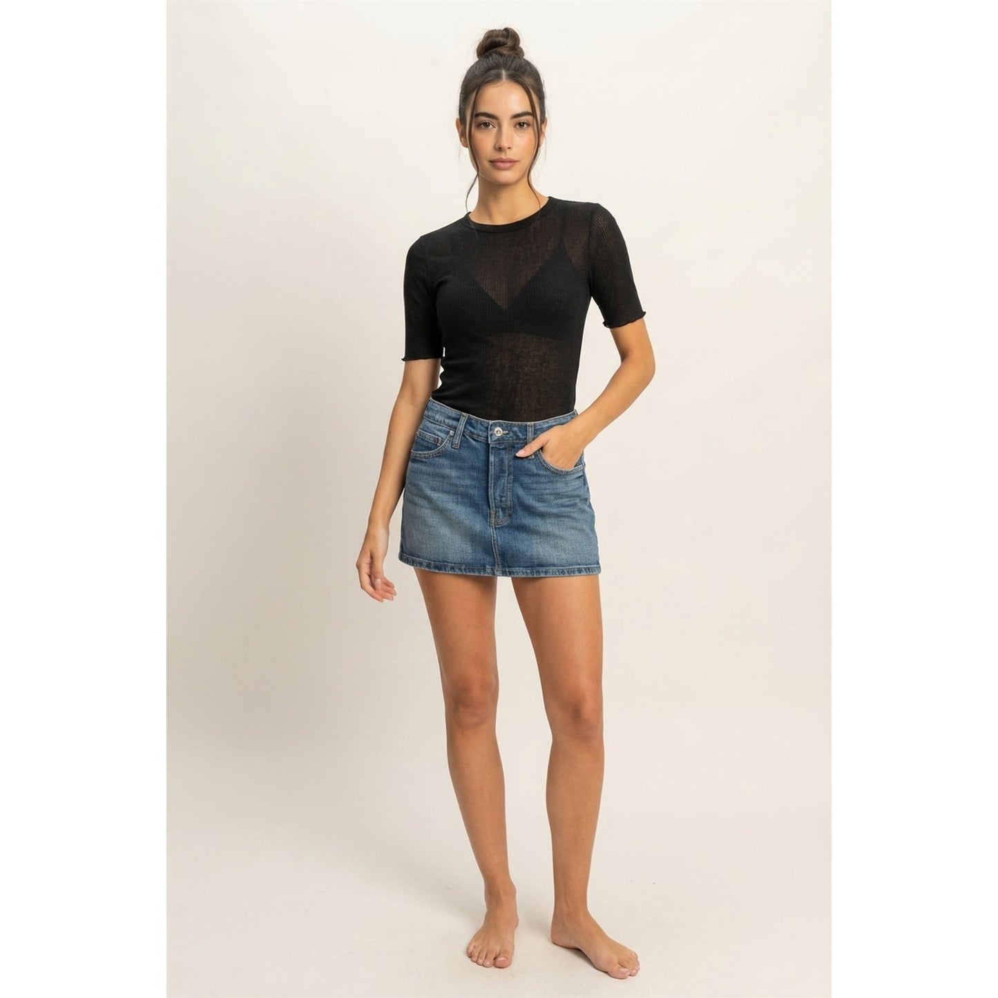 Ribbed Short Sleeve Top