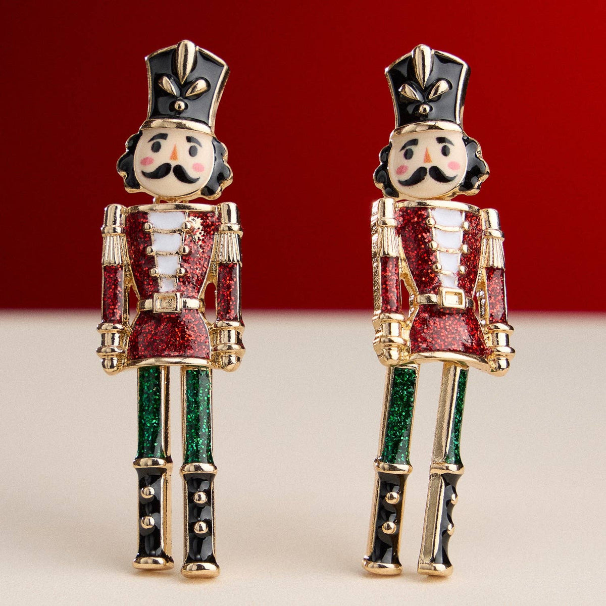 Elegant Nutcracker Drop Earrings | Holiday Soldier Charm