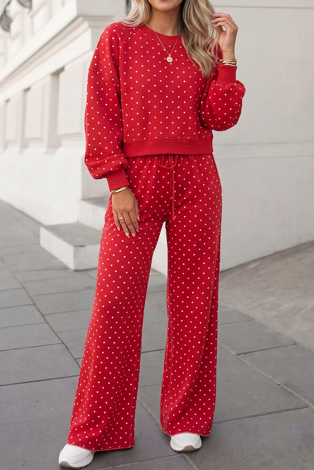 Polka Dot Print High Waist Set