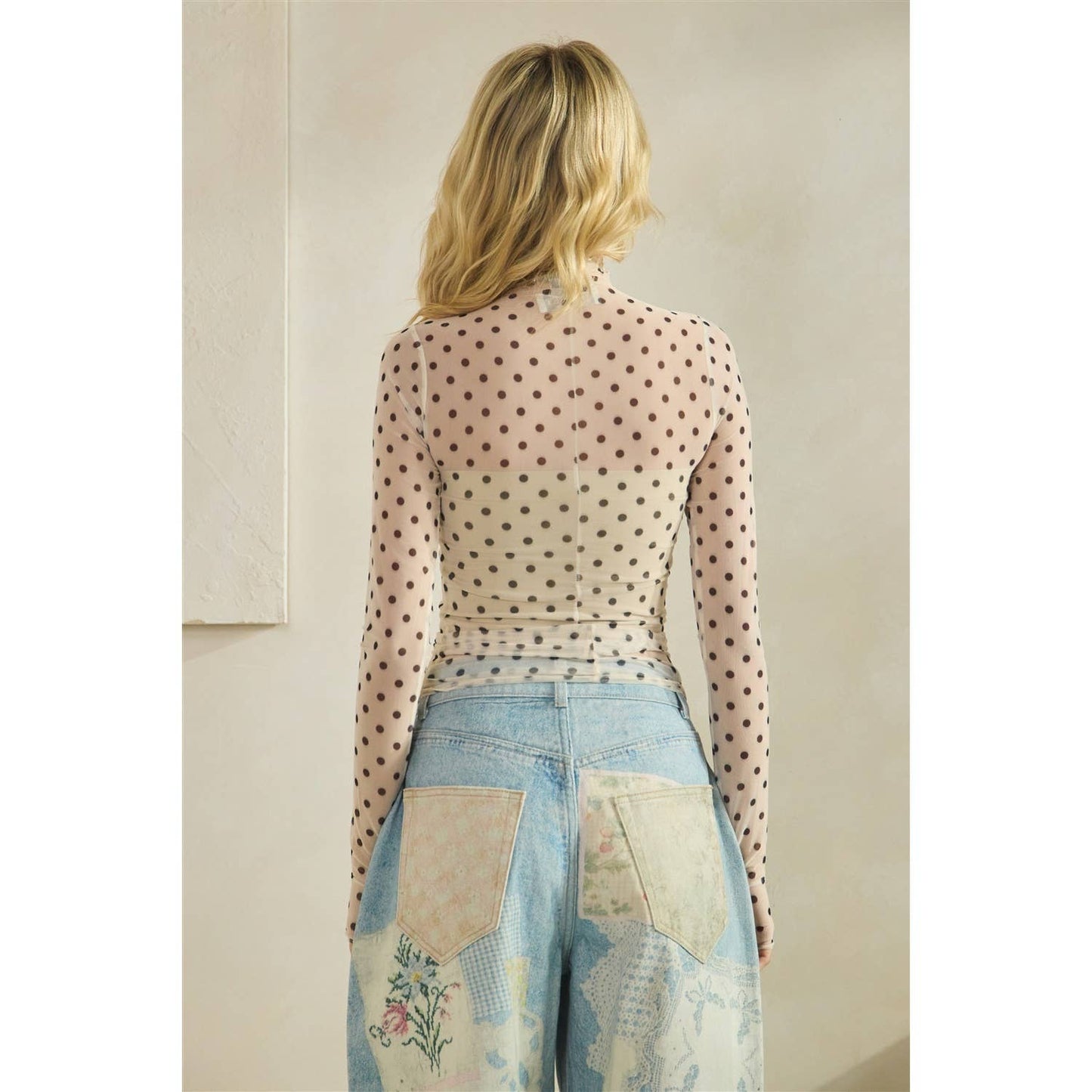 Lace Long Sleeve See Through Top