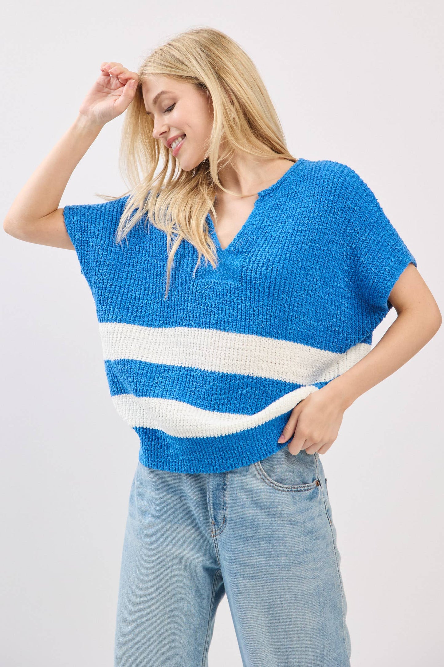 Stripe Knit Sleeveless Sweater