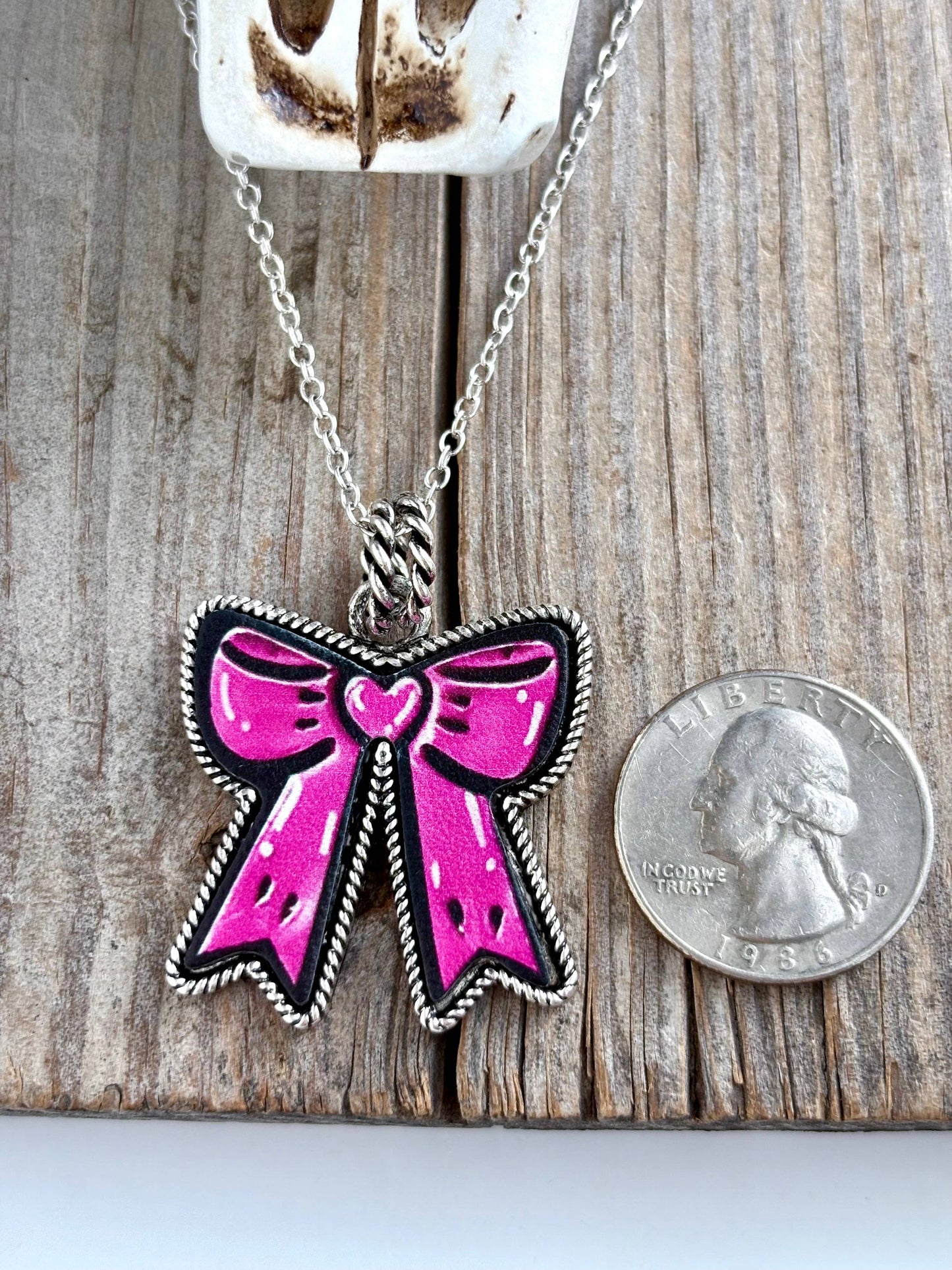 Western Style Theme Leather Pendant Link Chain Necklace