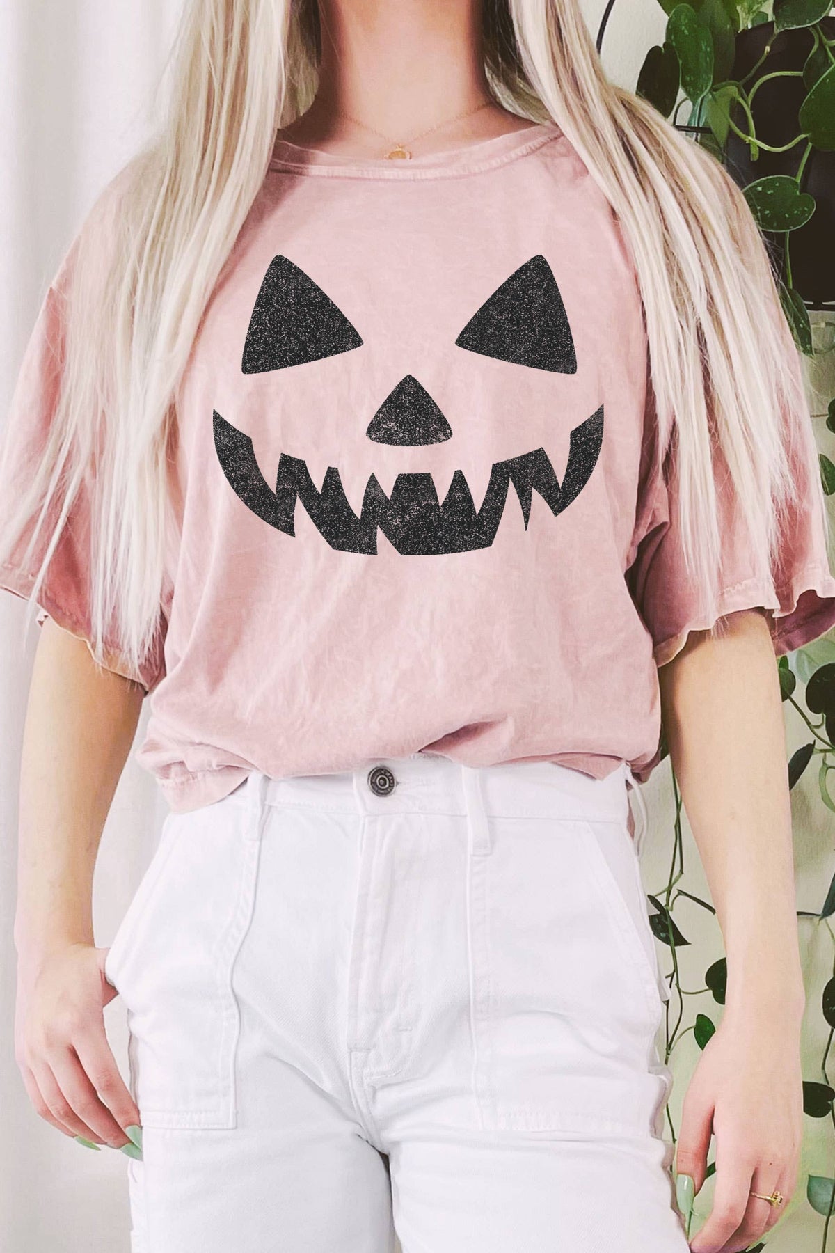 JACK O LANTERN MINERAL GRAPHIC LONG CROP TOP