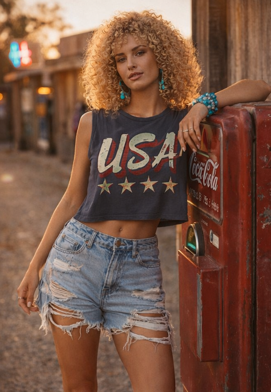 USA Vintage Muscle Crop Top