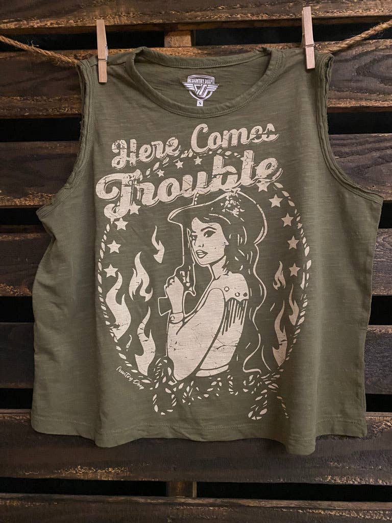 Here Comes Trouble  Muscle Crop Top