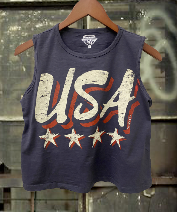 USA Vintage Muscle Crop Top
