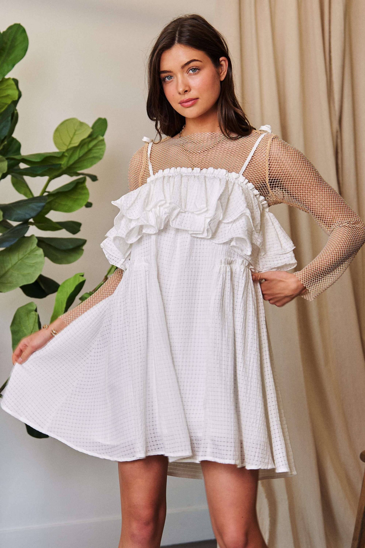 Checker Ruffled Dress