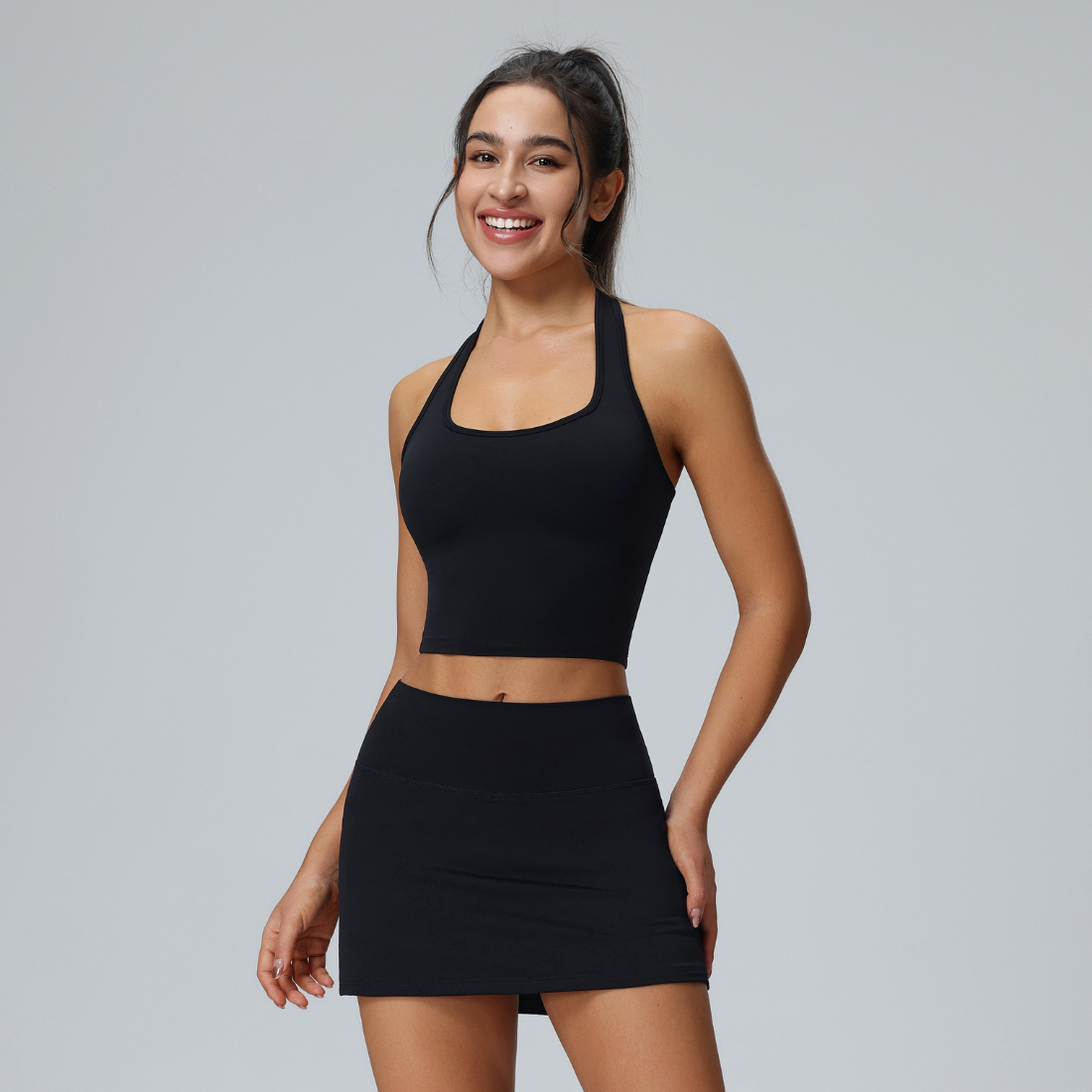Women's Halter Vest & Tennis Skirt Two-Piece Set