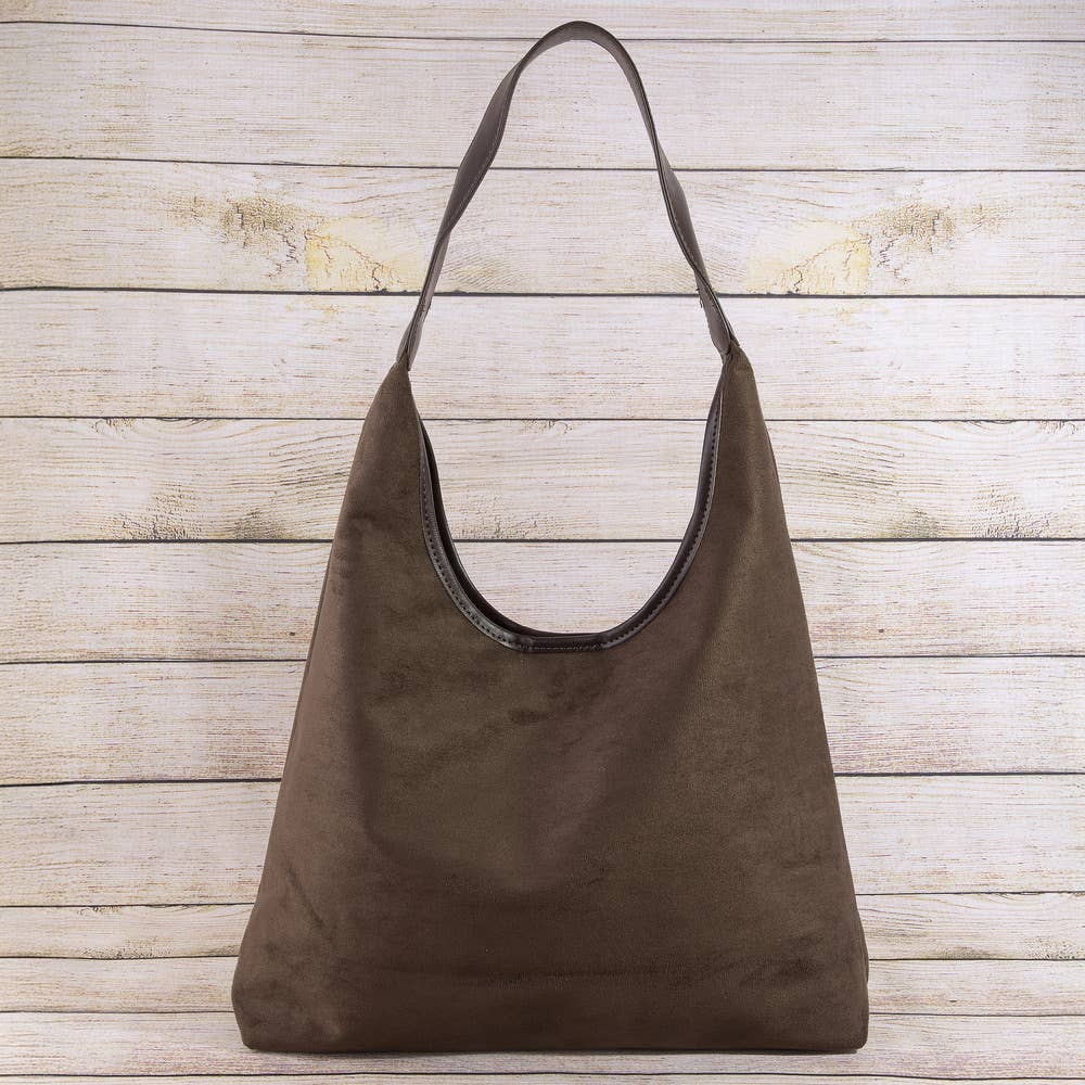 Large Suede Slouchy Hobo Shoulder Bag