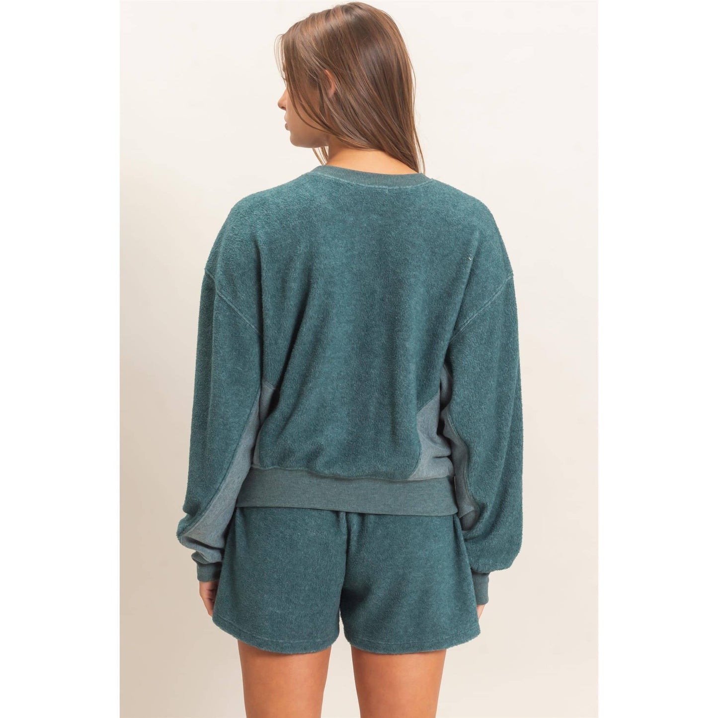 Contrast Sweatshirt & Shorts Set