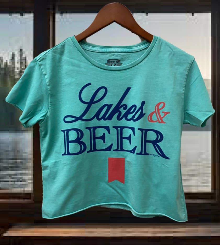 Lakes & Beer regular Cropped Acid wash T-shirt  (Copy)