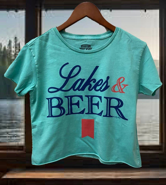 Lakes & Beer regular Cropped Acid wash T-shirt  (Copy)