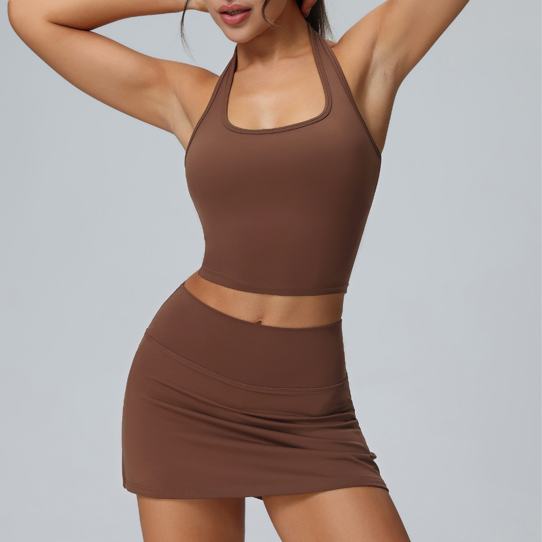 Women's Halter Vest & Tennis Skirt Two-Piece Set
