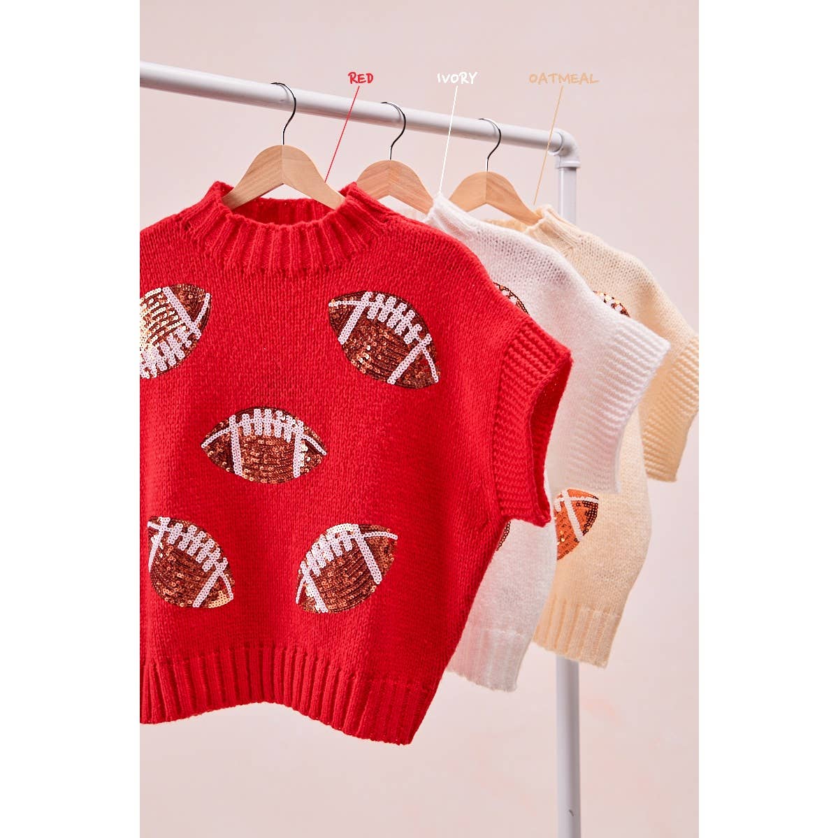 SEQUIN FOOTBALL PATCHES SWEATER