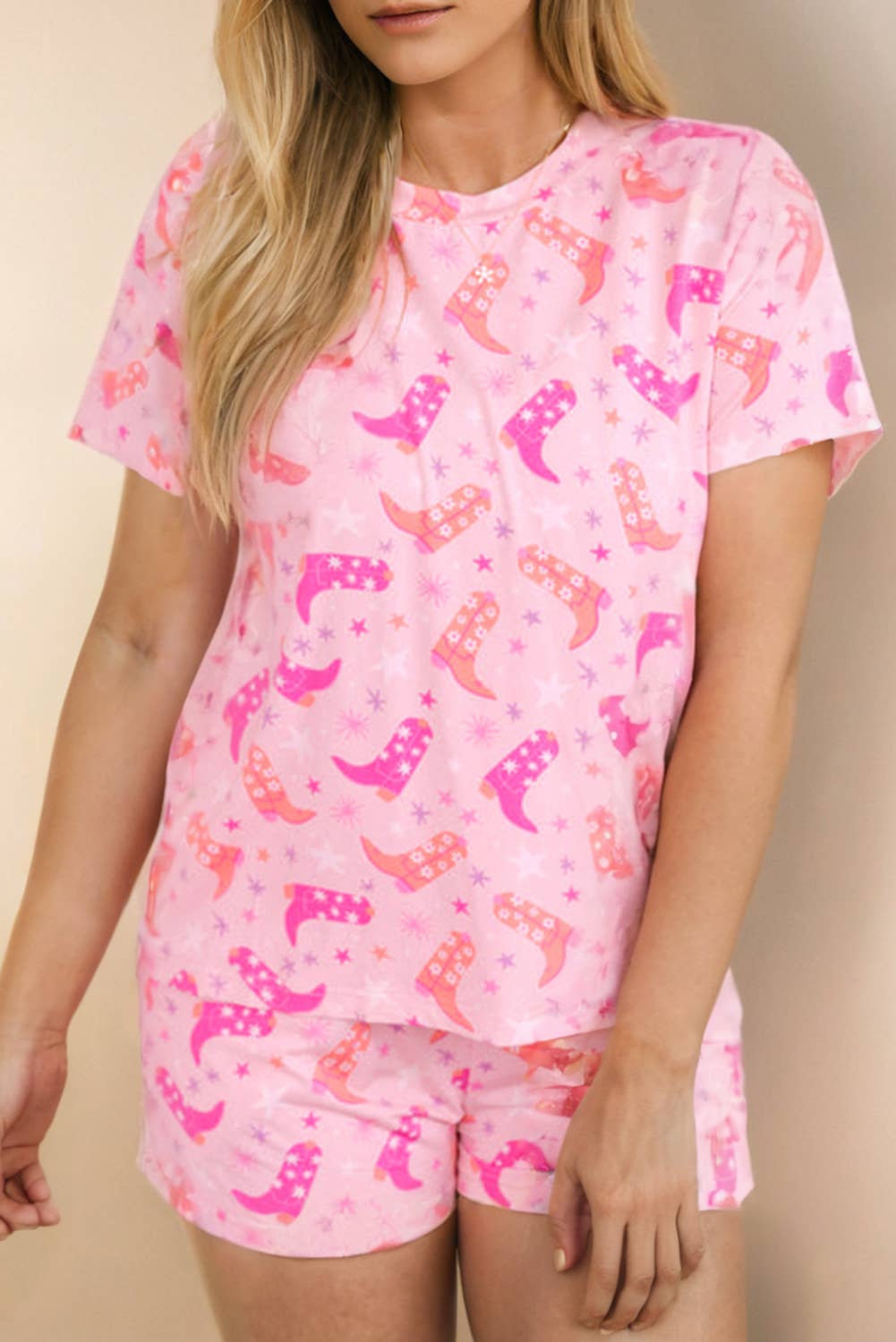 Western Boots Printed Short 2pcs Lounge Set