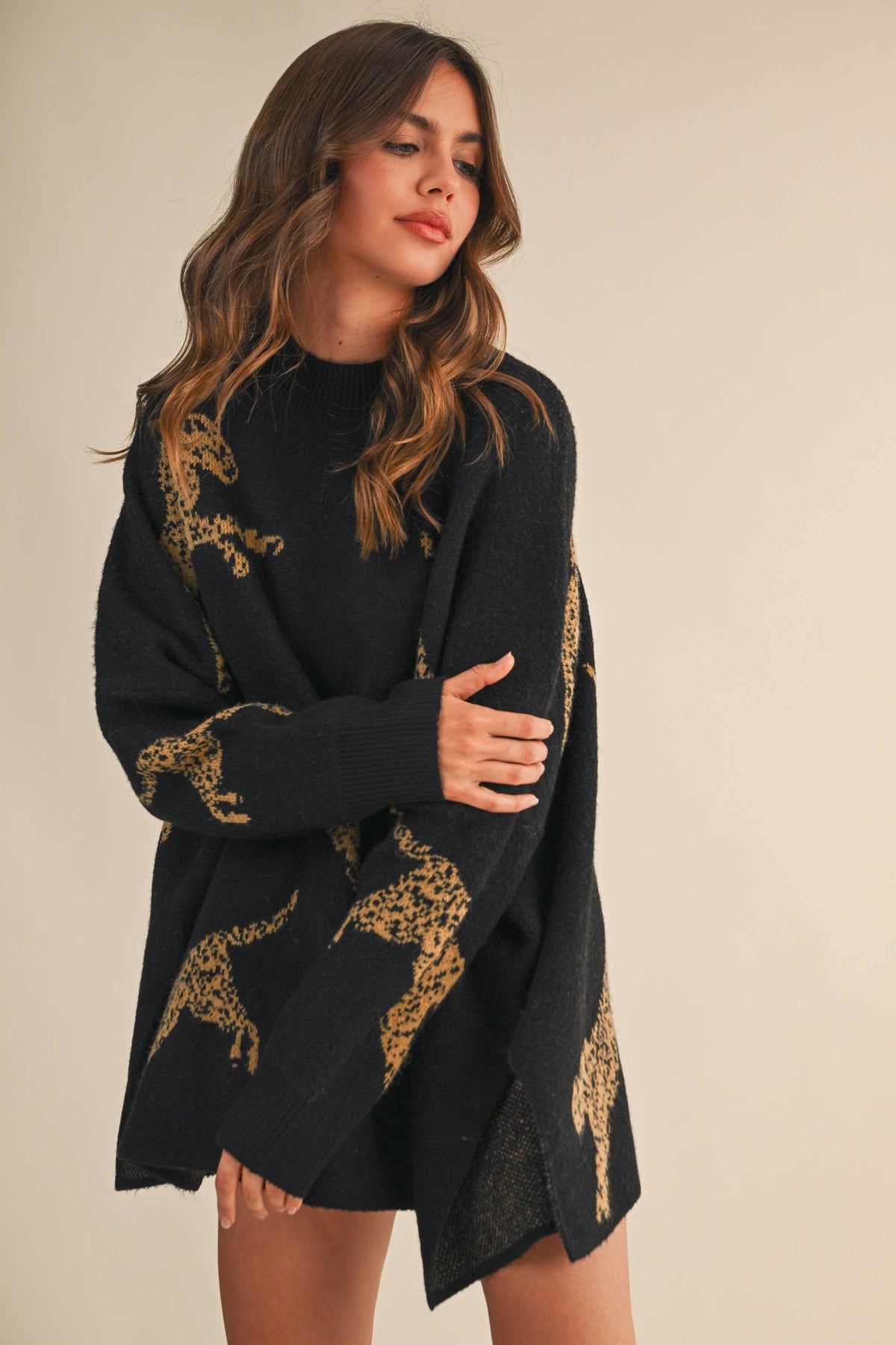 CHEETAH OVERSIZED MOCK NECK