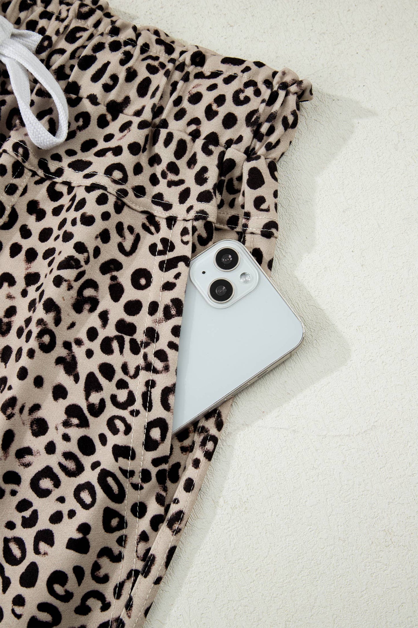 Animal Print Wide Leg Terry Knit Pants