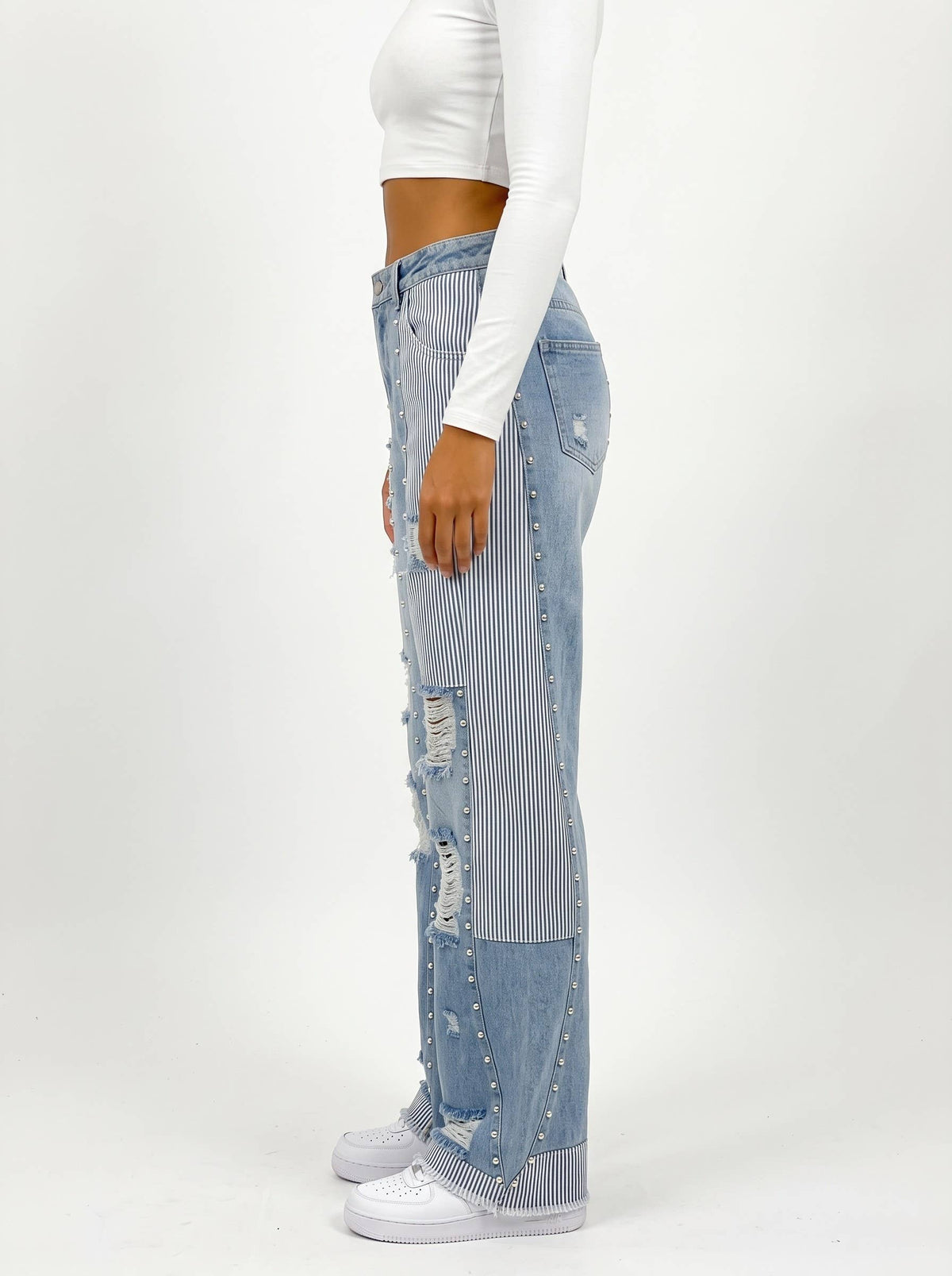 Studded Stripe Jeans