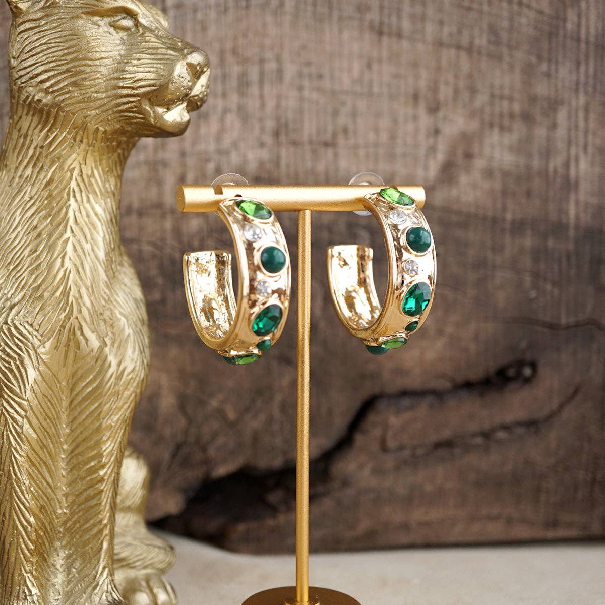 Celestial Glow – Jeweled Hoop Earrings
