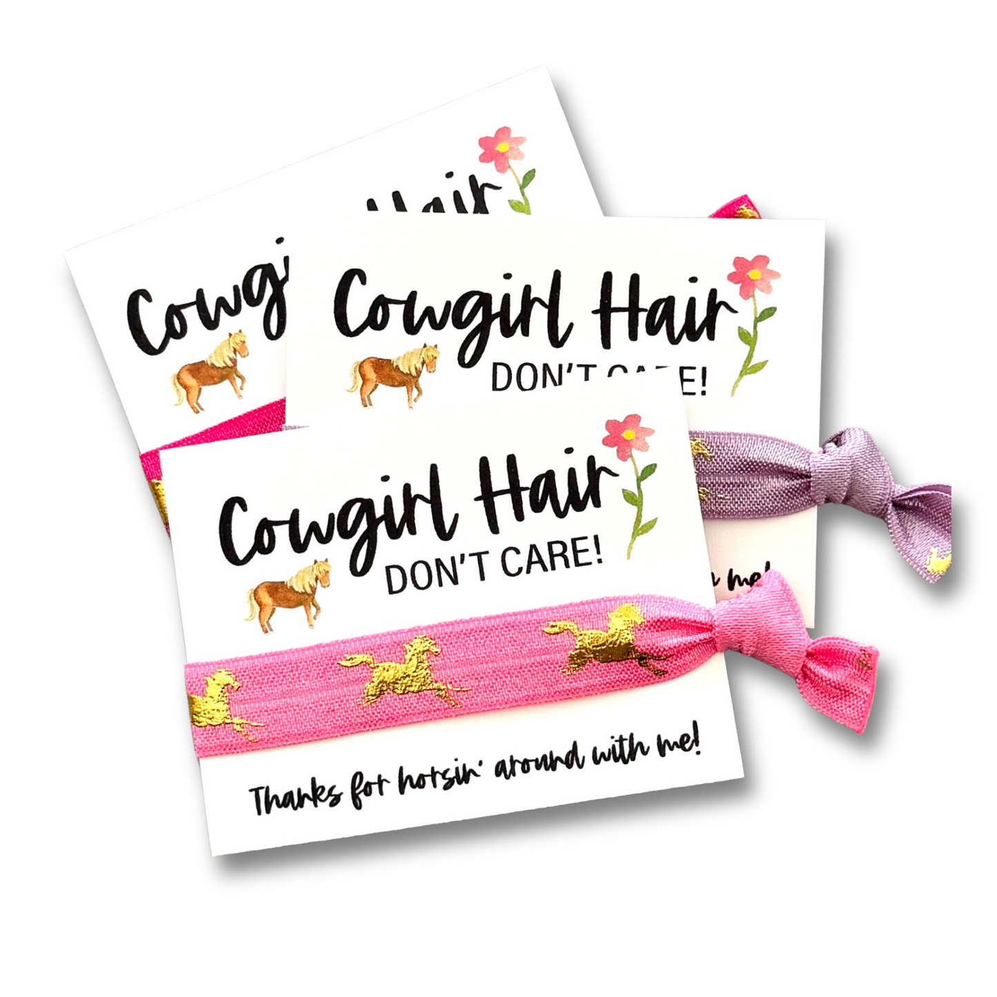 Pack of 3 Cowgirl Hair Don't Care! | Girls Horse Party Favor