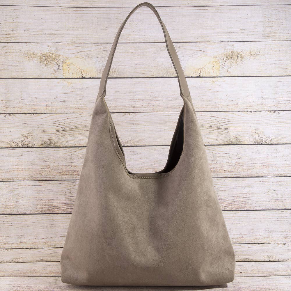 Large Suede Slouchy Hobo Shoulder Bag