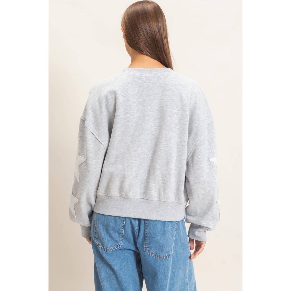 Star Patch Sleeve Sweatshirt