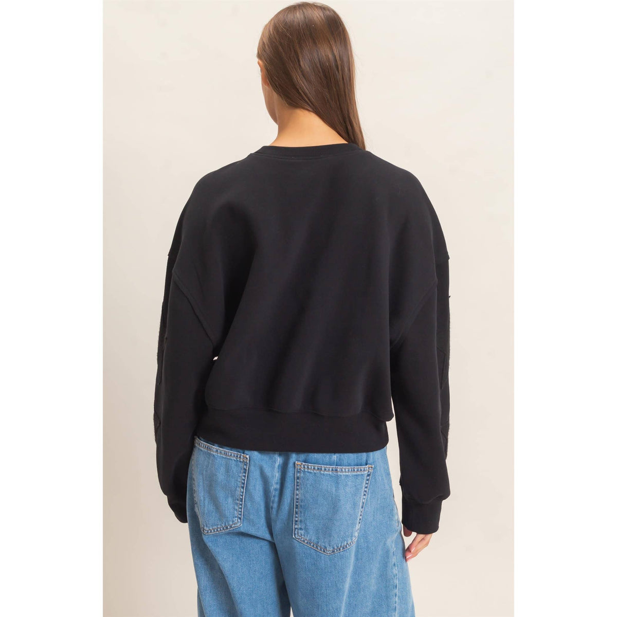 Star Patch Sleeve Sweatshirt
