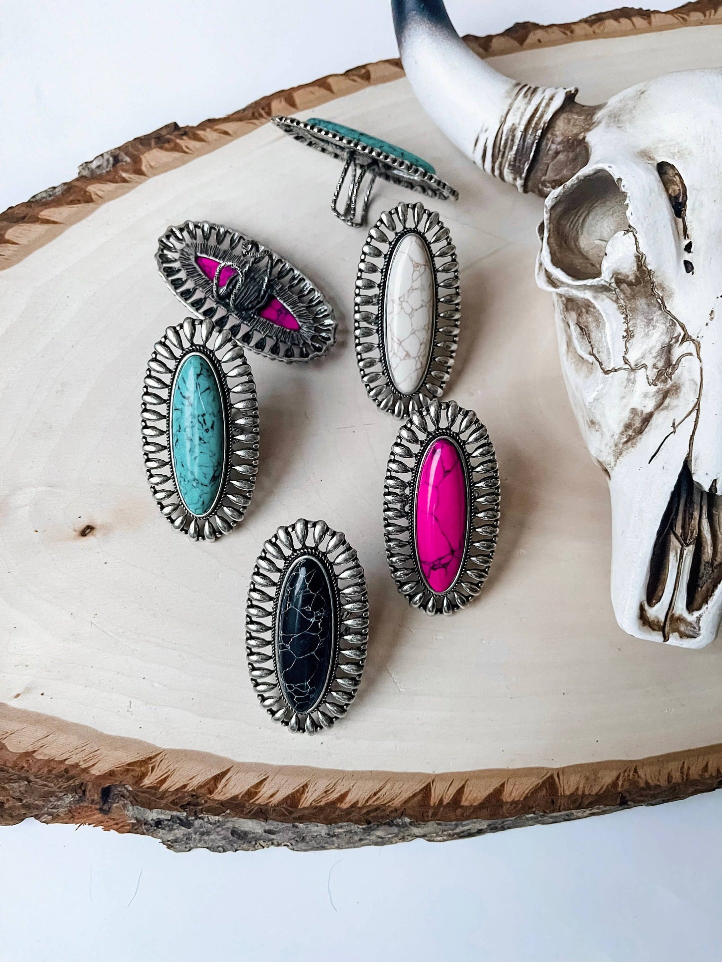 Western Oversized Oval Stone Ring