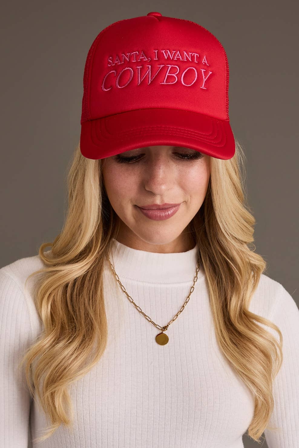 Santa I Want a Cowboy Trucker Hat