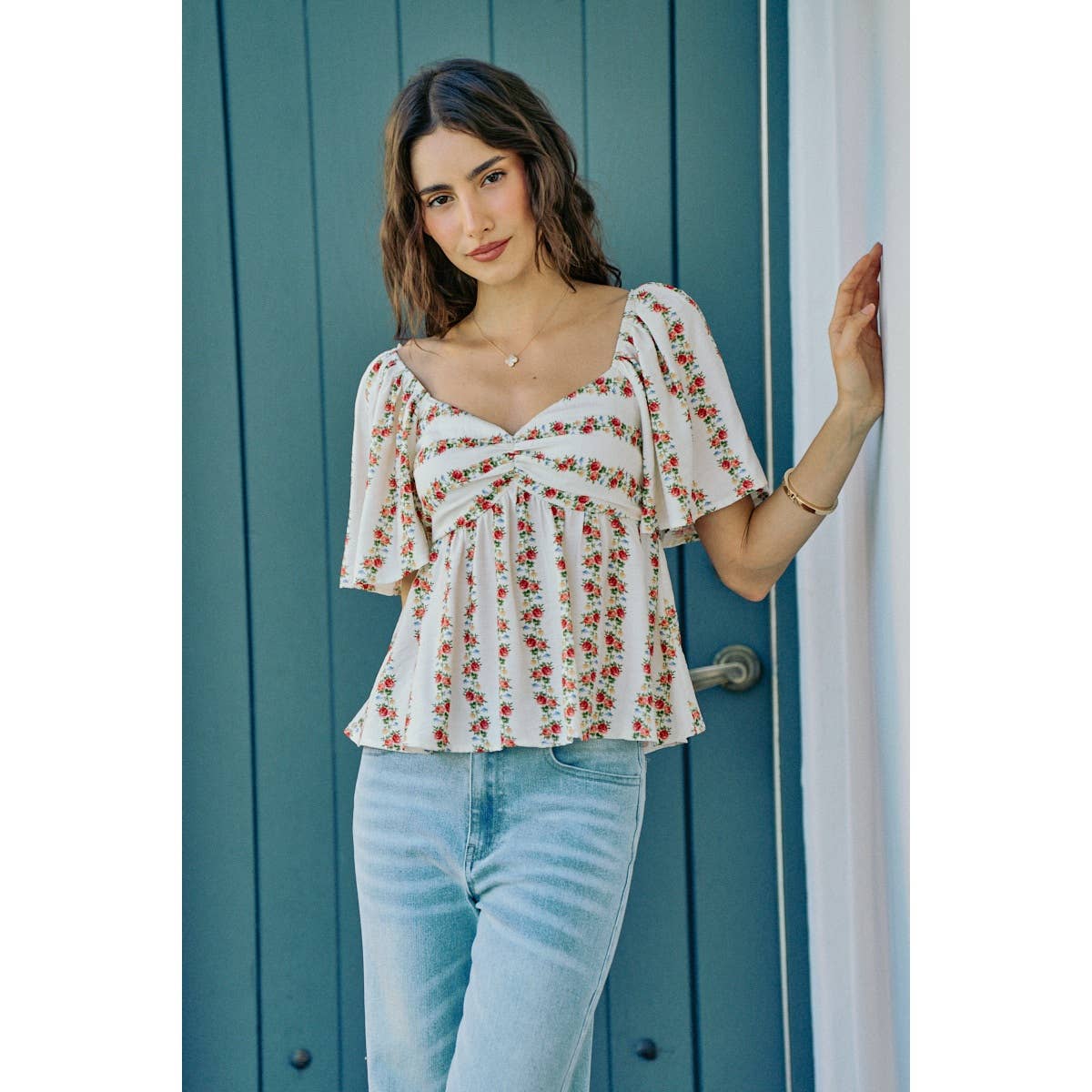 FLORAL FLUTTER BLOUSE