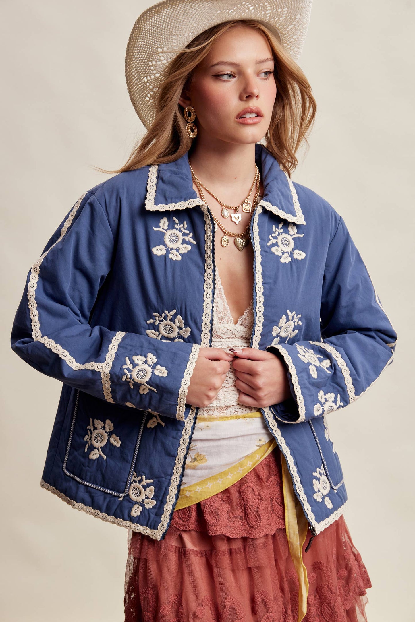 Embroidered Quilted Jacket