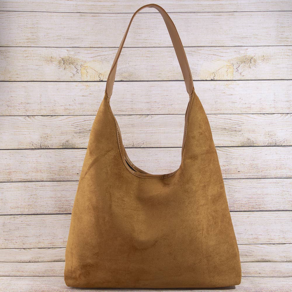 Large Suede Slouchy Hobo Shoulder Bag