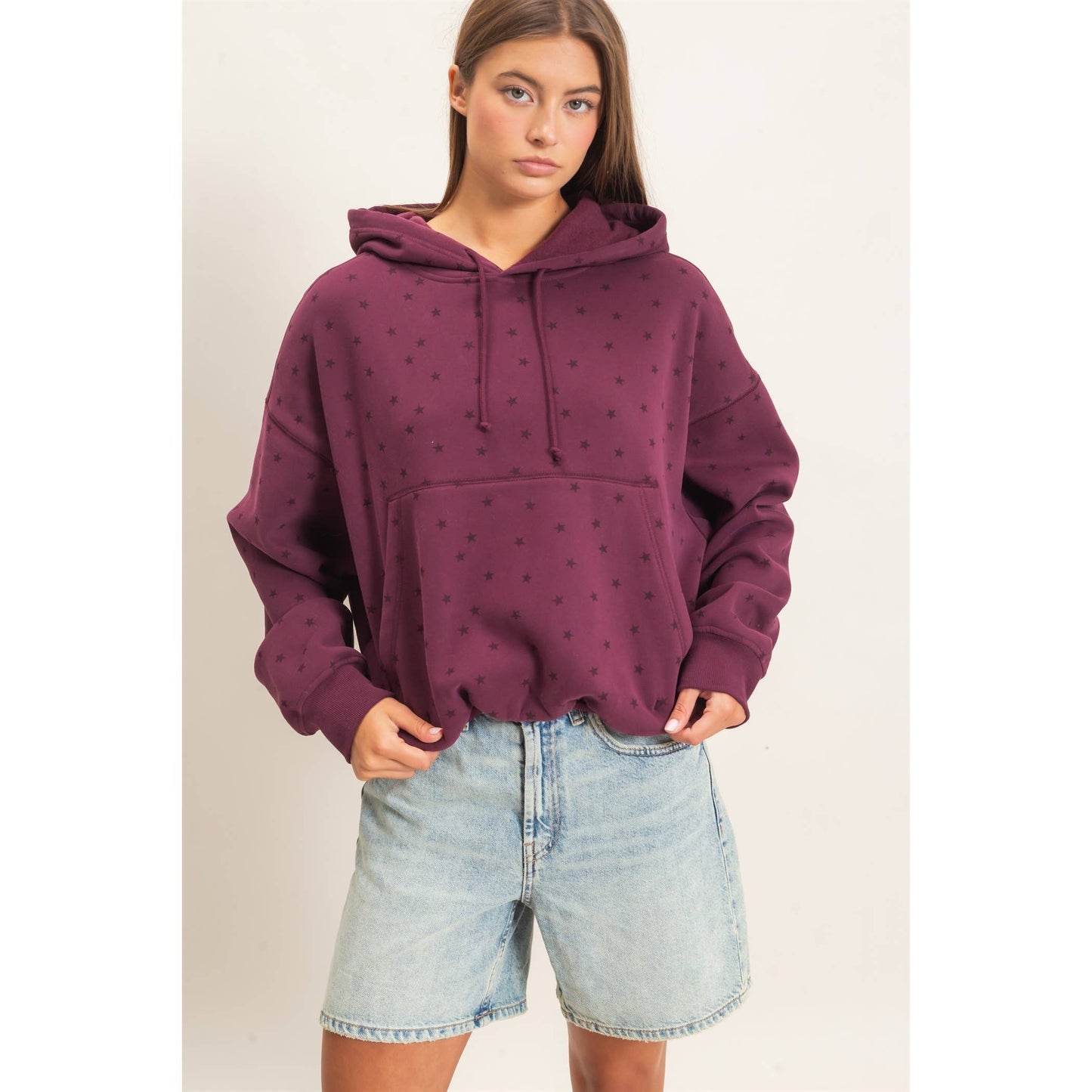 Star Print Bubble Hoodie