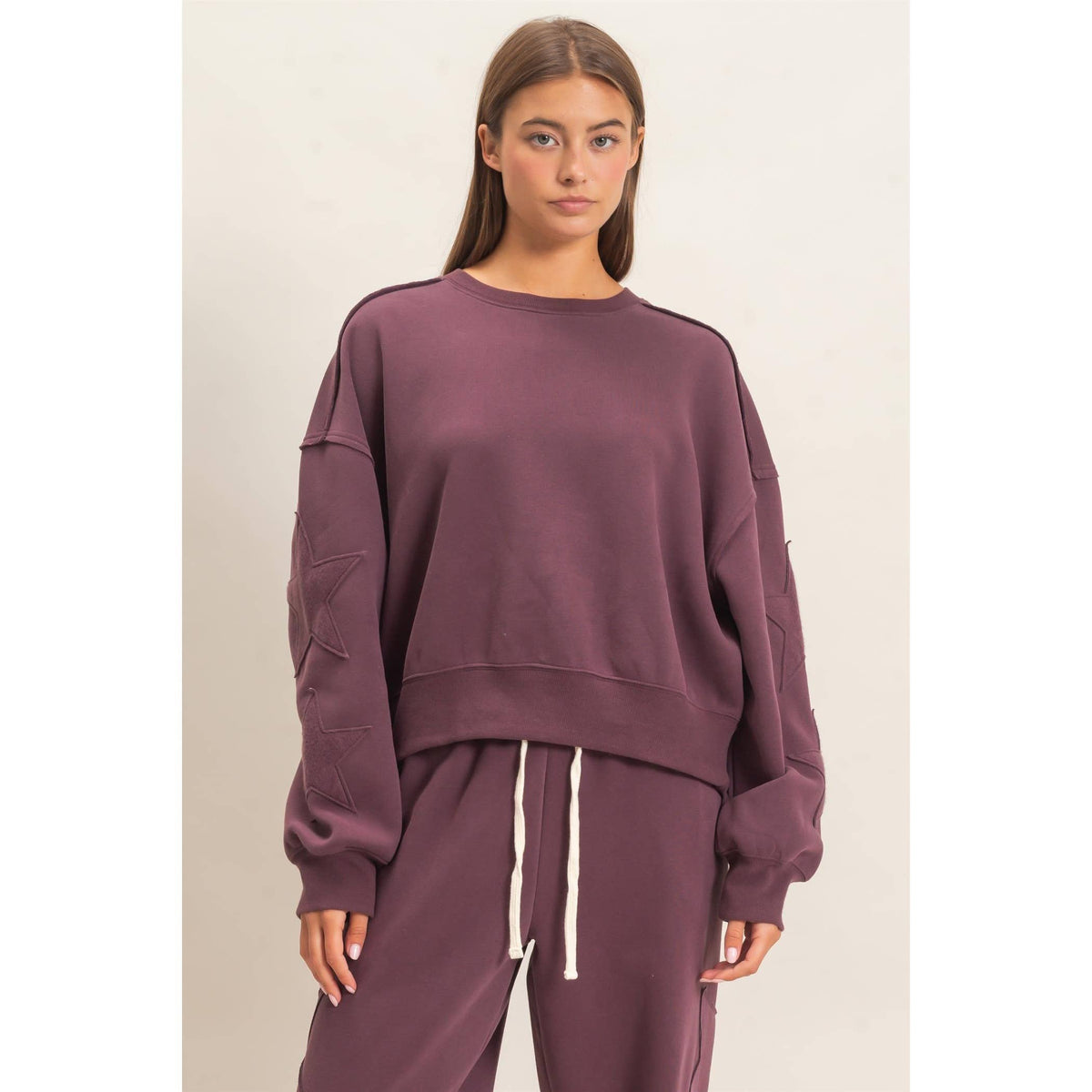 Star Patch Sleeve Sweatshirt