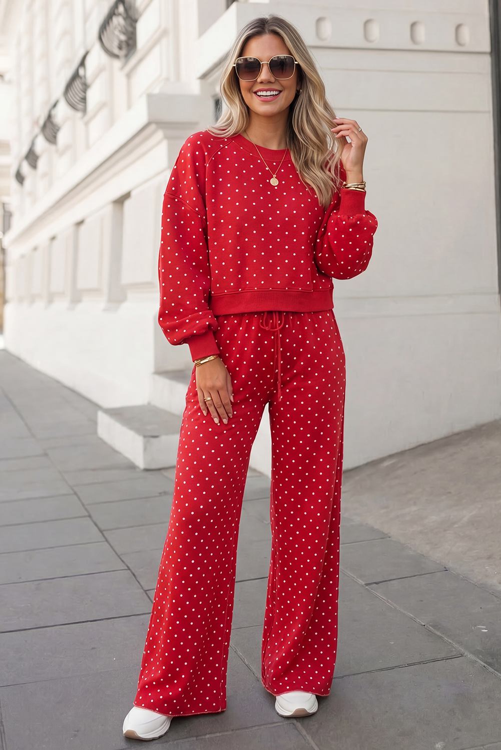 Polka Dot Print High Waist Set
