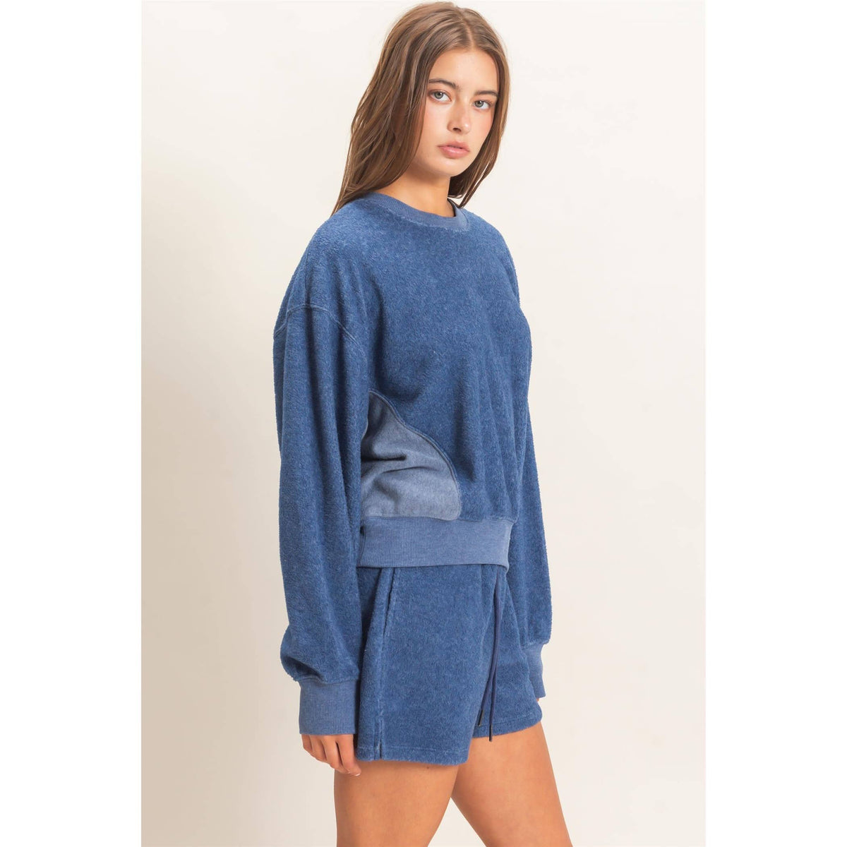 Contrast Sweatshirt & Shorts Set