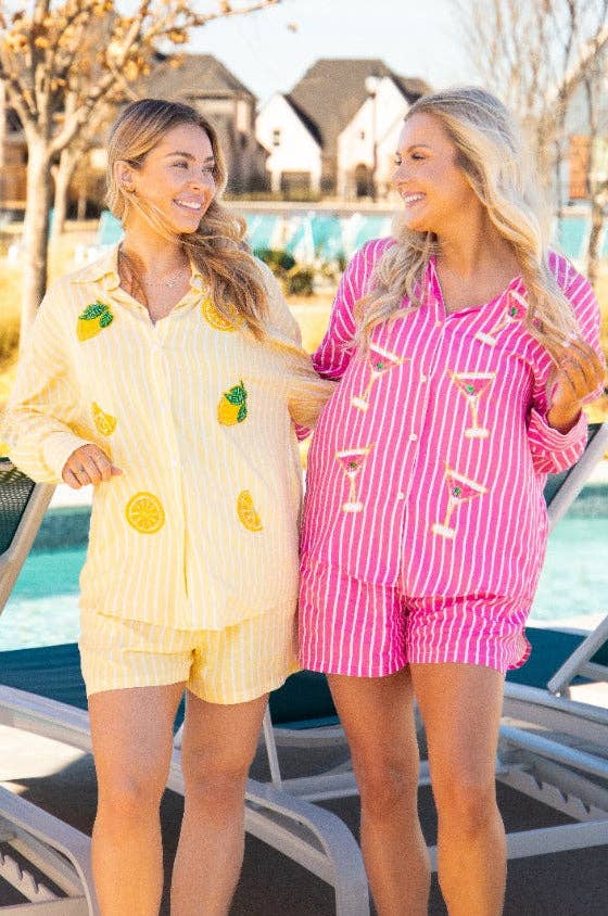 Trouser Shorts, Pink stripes