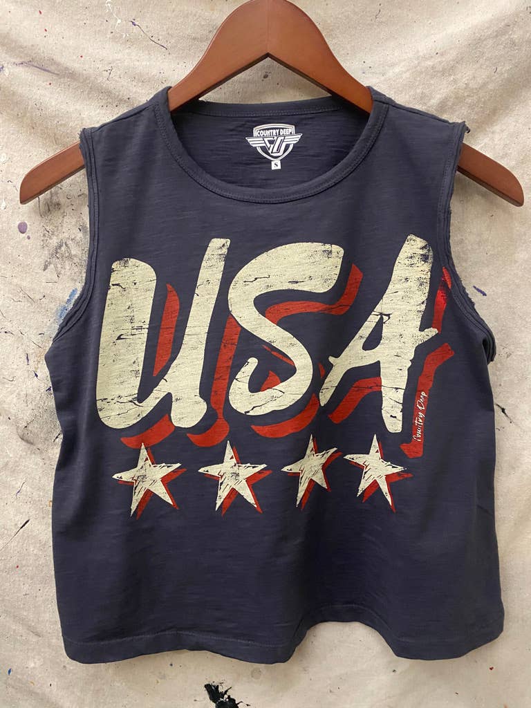 USA Vintage Muscle Crop Top