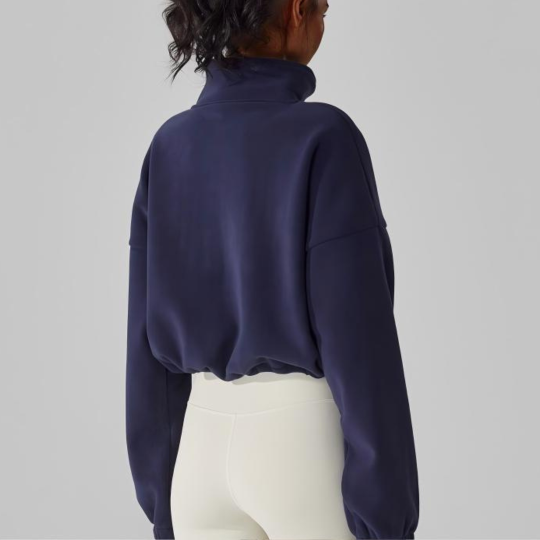 Women's Reversible Fleece Cropped Drawstring  Jacket