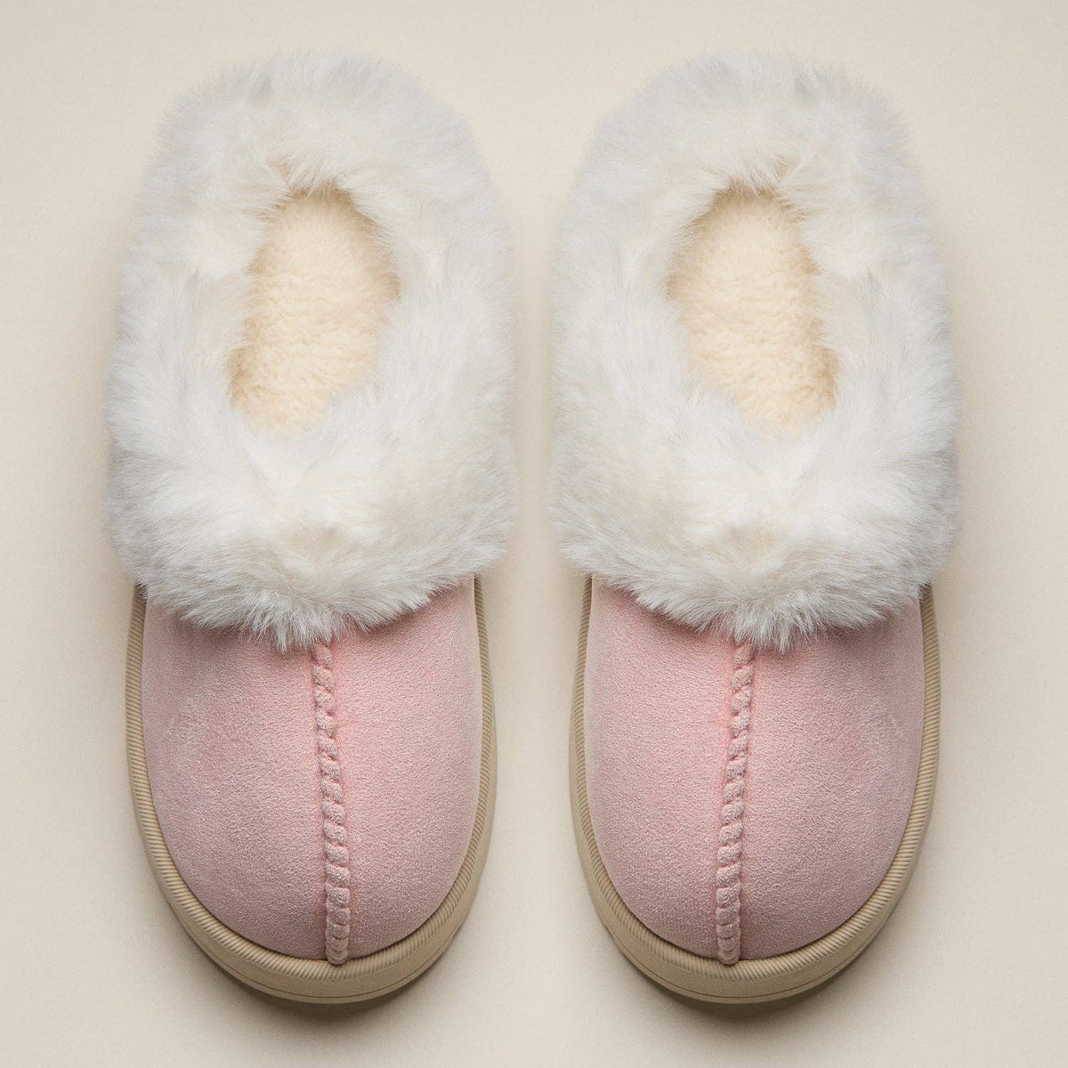 Faux Suede Fur Trim Platform Slippers | Cozy House Shoes