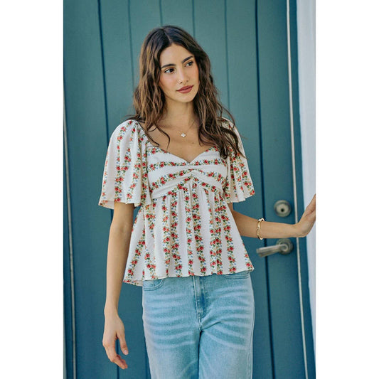 FLORAL FLUTTER BLOUSE