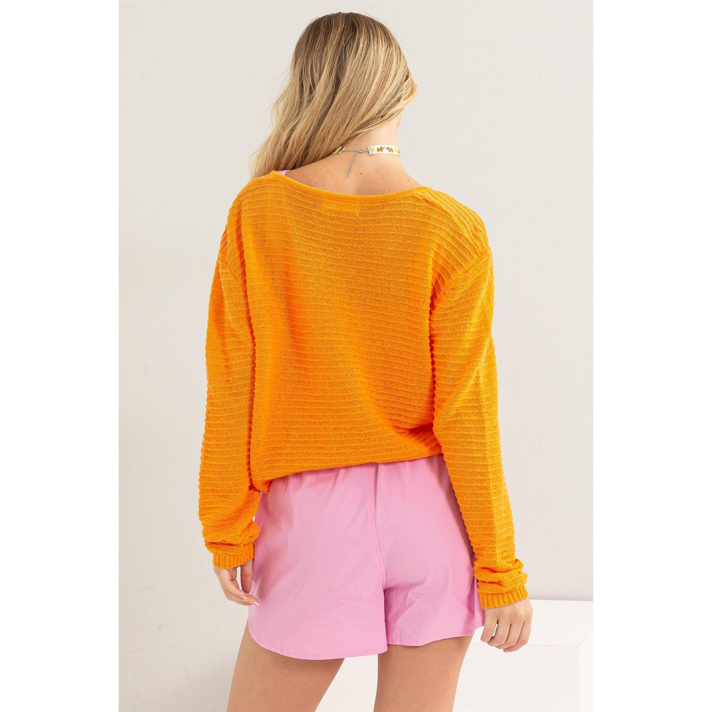V Neck Dropped Shoulder Sweater