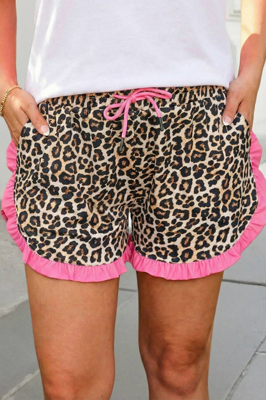 Pink leopard Trim Shorts